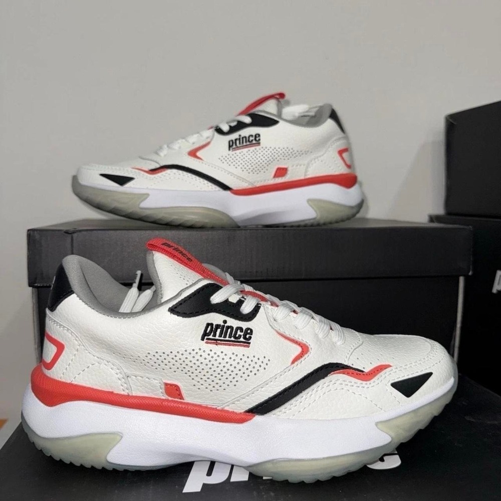 NWT! Prince Club 768 Womens Sneakers White Coral Leather Athletic Shoes Size 6